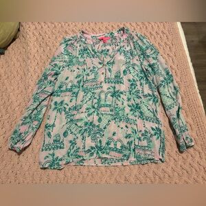 Lilly Pulitzer Pink and Green Tropical Blouse